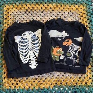 Black Skeleton and Dinosaur Kids Long Sleeve Shirt Bundle